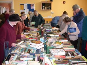 Browsing for books at a Great Book Sale