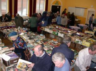 Browsing for books at one of the Sidmouth Lions\' Great Book Sales