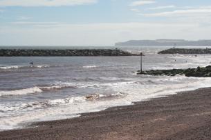 Waves rolling in on a sunny day at Sidmouth