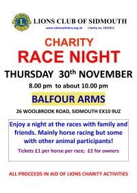 Race Night at Balfour Arms - 30.11.2023