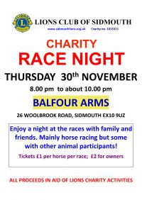 Race Night at Balfour Arms - 30.11.2023